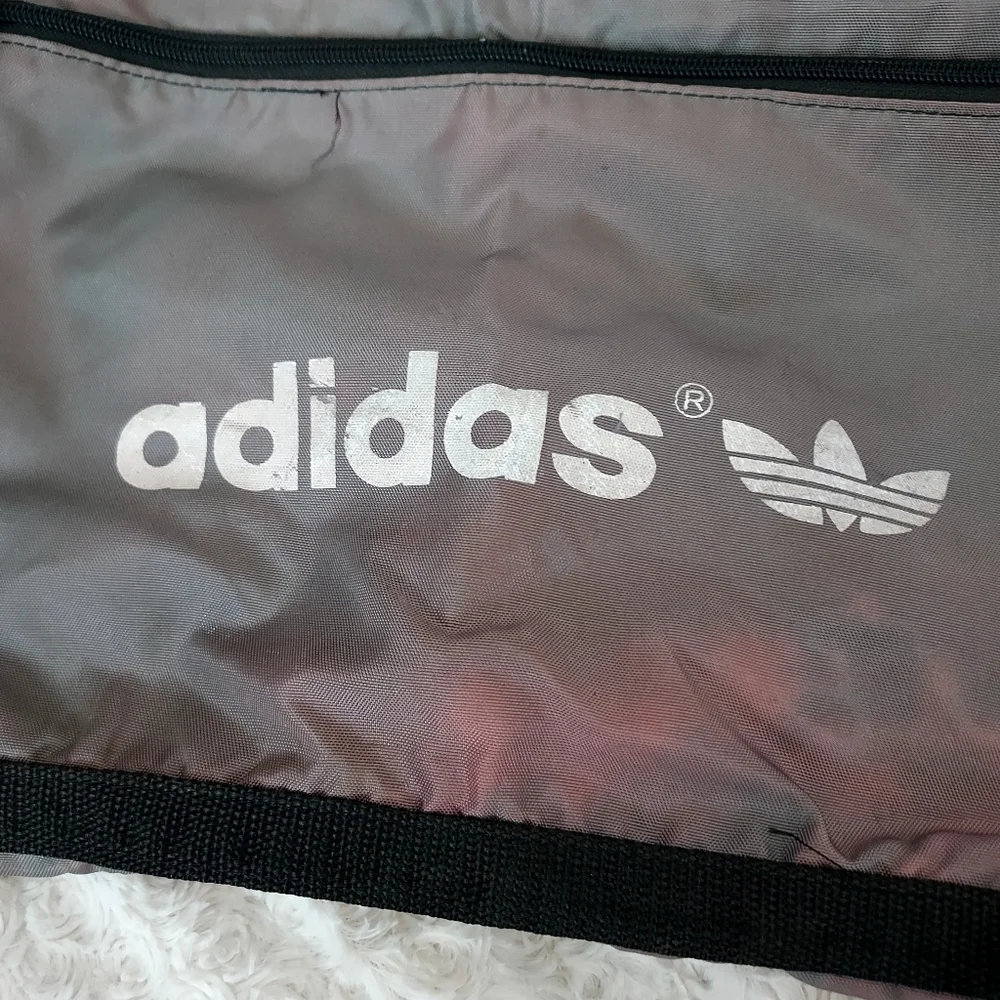 Adidas Trefoil sturdy thick gauge gray mini Drawstring tote bag backpack Hiking